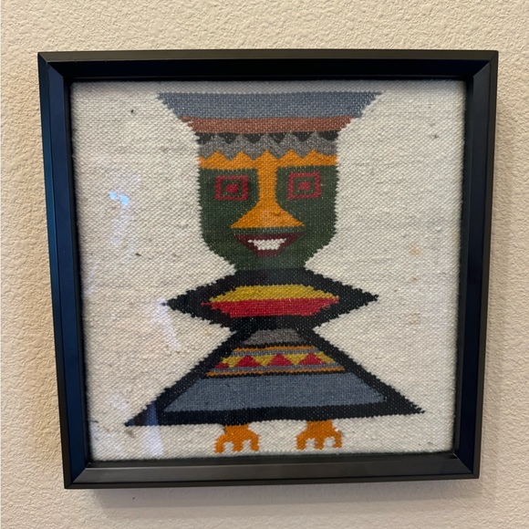 Vintage Beautiful Aztec Hand Woven Wool, Framed Tapestry,Kilim 13x13x2 - Picture 12 of 12